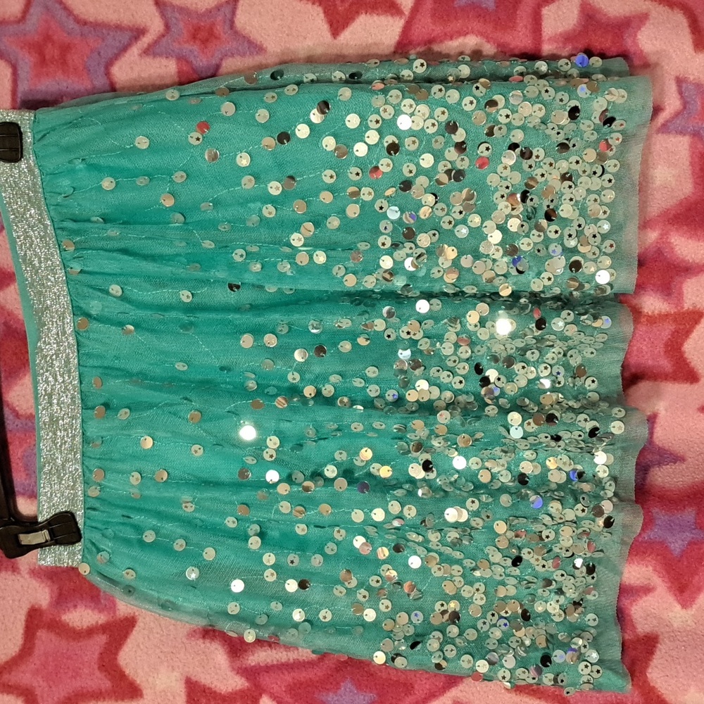 Cat & Jack Skirt, size 10/12, Teal with Silver Sequence